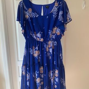 Torrid Sz 1 midi fun sheer lined dress in blue